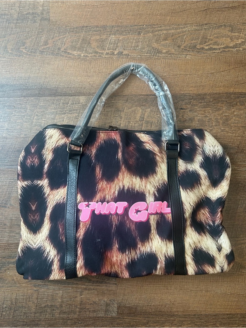 & Other Stories Leopard-Print Tote with Pink Logo